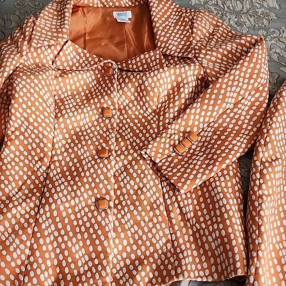 Vintage Orange Polka Dot Skirt & Blazer Set Size 12 Monroe & Main